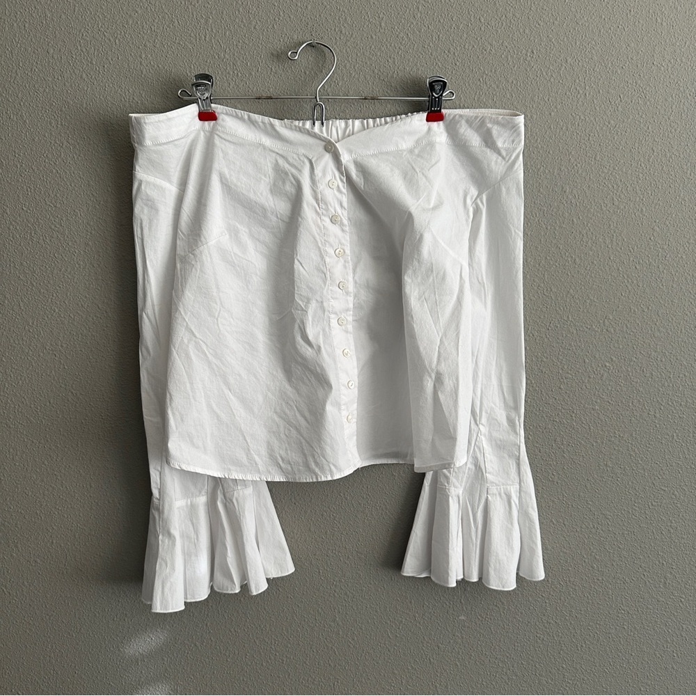 NWT Free People White Off Shoulder Flare Sleeve Button Down Top Small